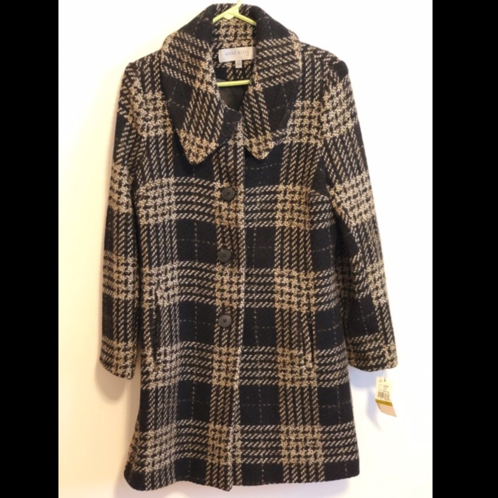 Anne Klein Coat Plaid Coat
